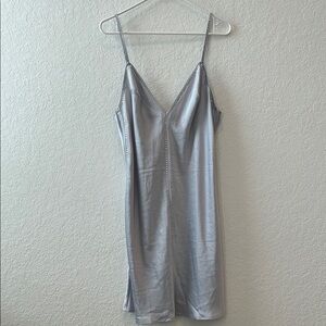 Victoria's Secret Gray Crystal Chemise Satin Nightgown